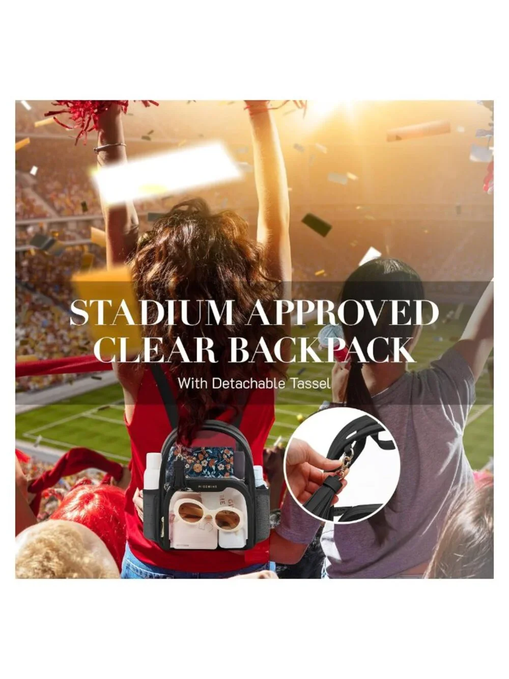 Mini Clear Backpack PVC Water Resistant Anti-Theft for Stadium Concert